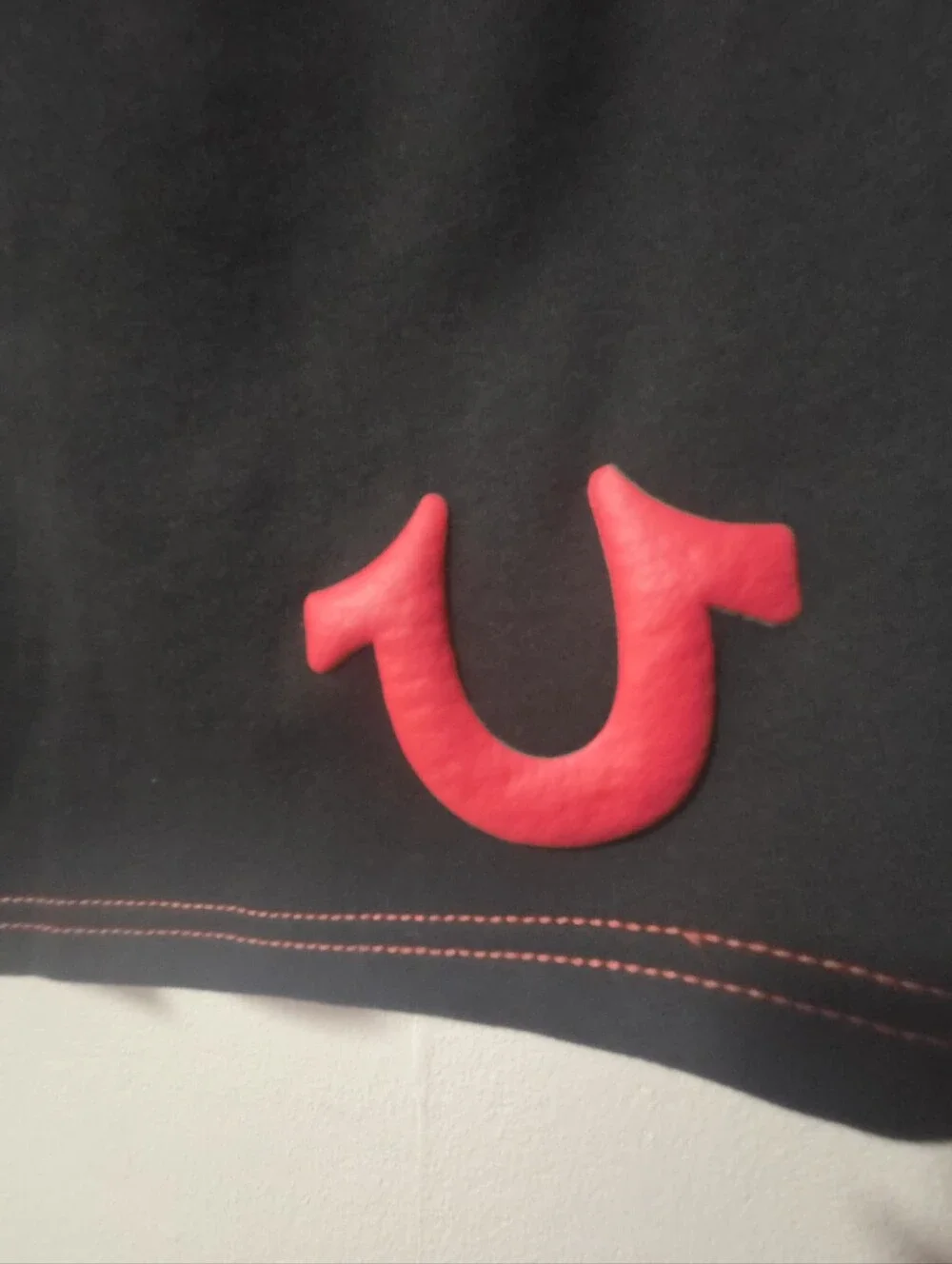 True Religion Men's 3XL Black Fleece Sweat Shorts Red Stitching NWT Drawstring